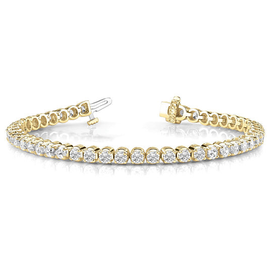 5.15 ctw Round Diamond Tennis Bracelet Four Prong Set - 18K Yellow Gold