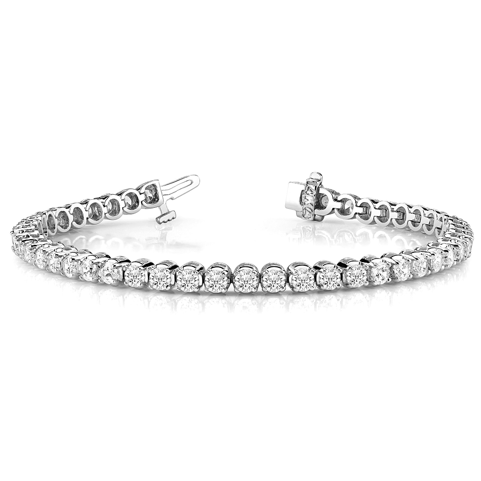 5.15 ctw Round Diamond Tennis Bracelet Four Prong Set - Platinum 950