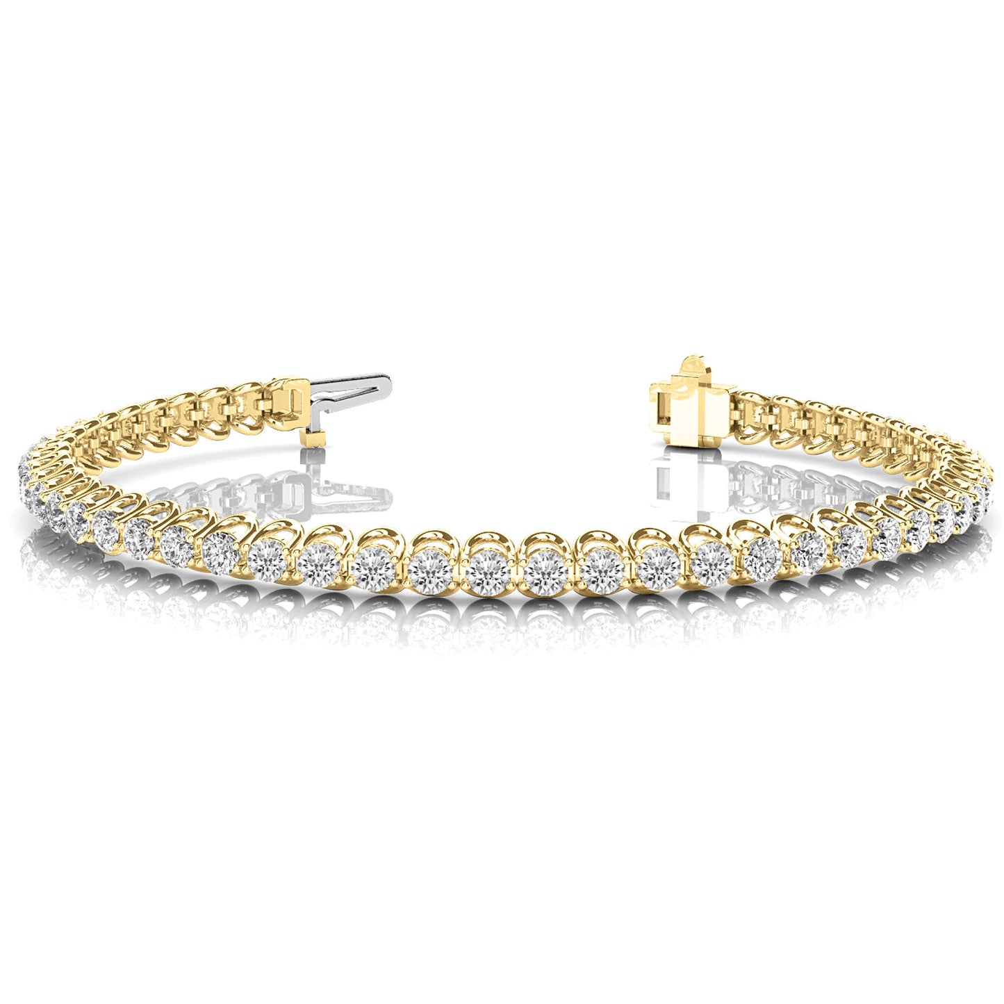 4.00 ctw Round Diamond Tennis Bracelet Four Prong Set - 18K Yellow Gold