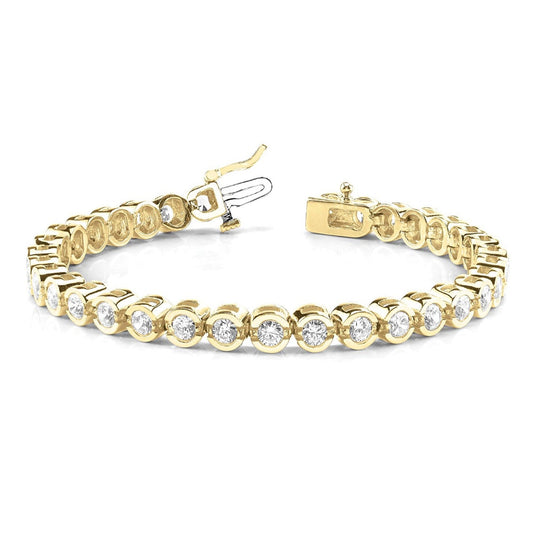 5.00 ctw Round Diamond Open Bezel Channel Set Tennis Bracelet - 18K Yellow Gold - E-F Color VS1-VS2 Clarity
