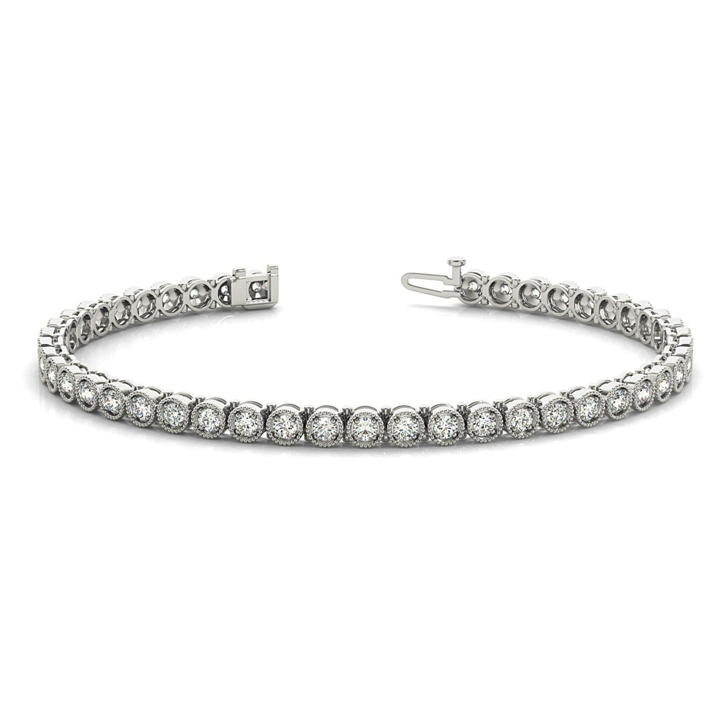 1.00 ctw Round Diamond Tennis Bracelet Milgrain - Platinum 950