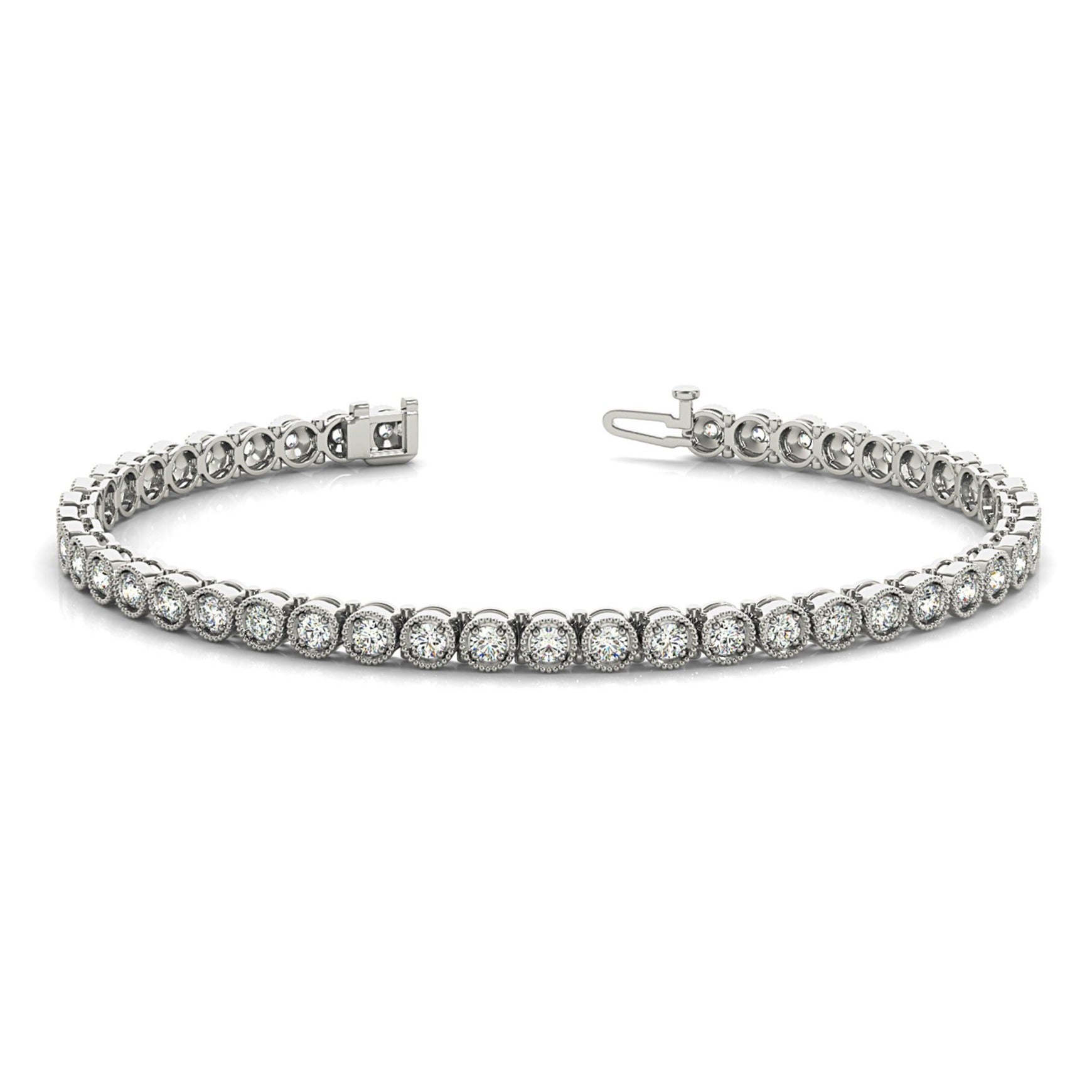 1.00 ctw Round Diamond Tennis Bracelet Milgrain - Platinum 950
