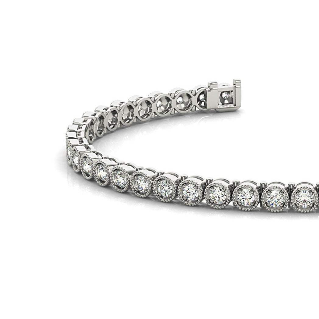 1.00 ctw Round Diamond Tennis Bracelet Milgrain - 14K Rose Gold