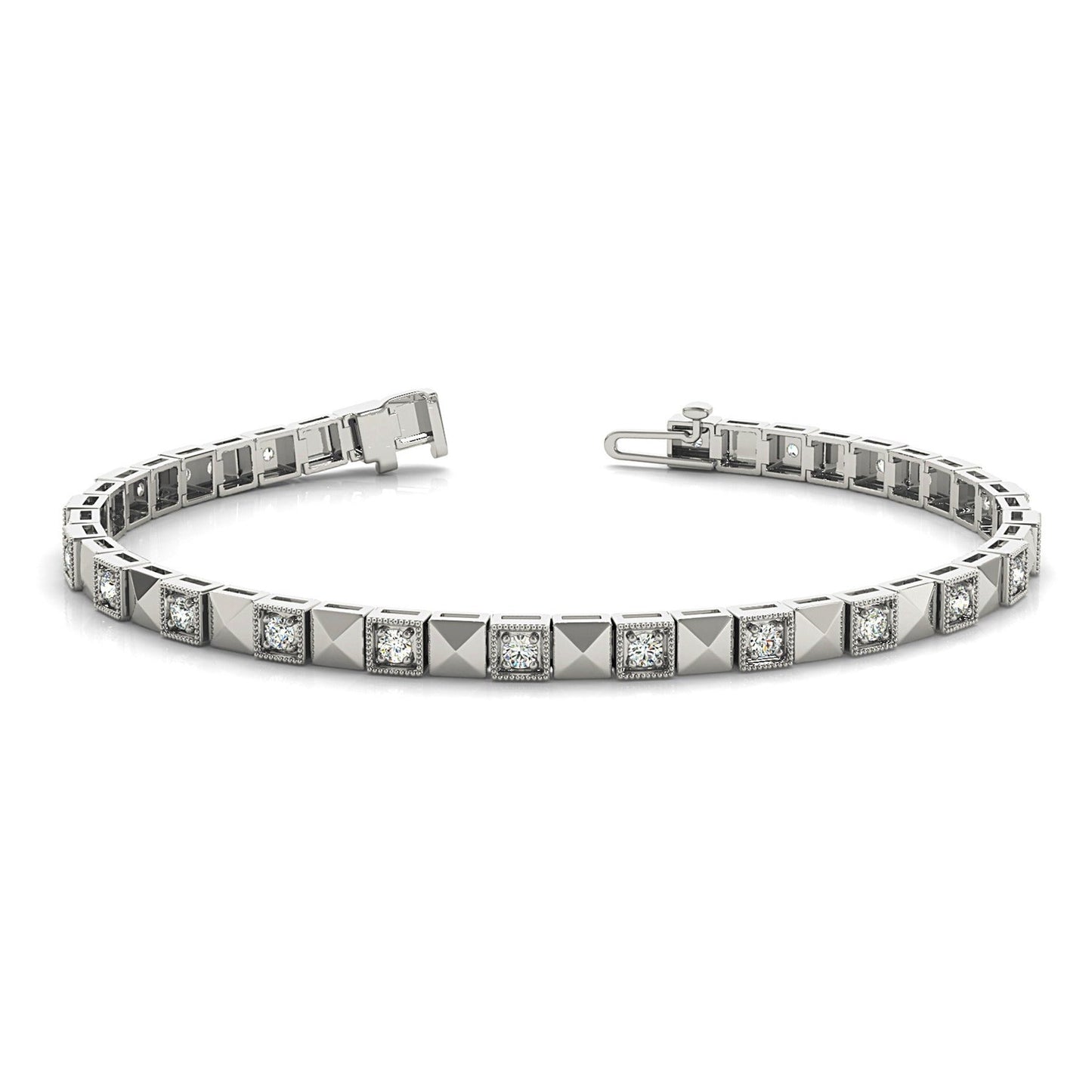 0.50 ct. Diamond Vintage Inspired Tennis Bracelet Milgrain Prong Set - Platinum 950