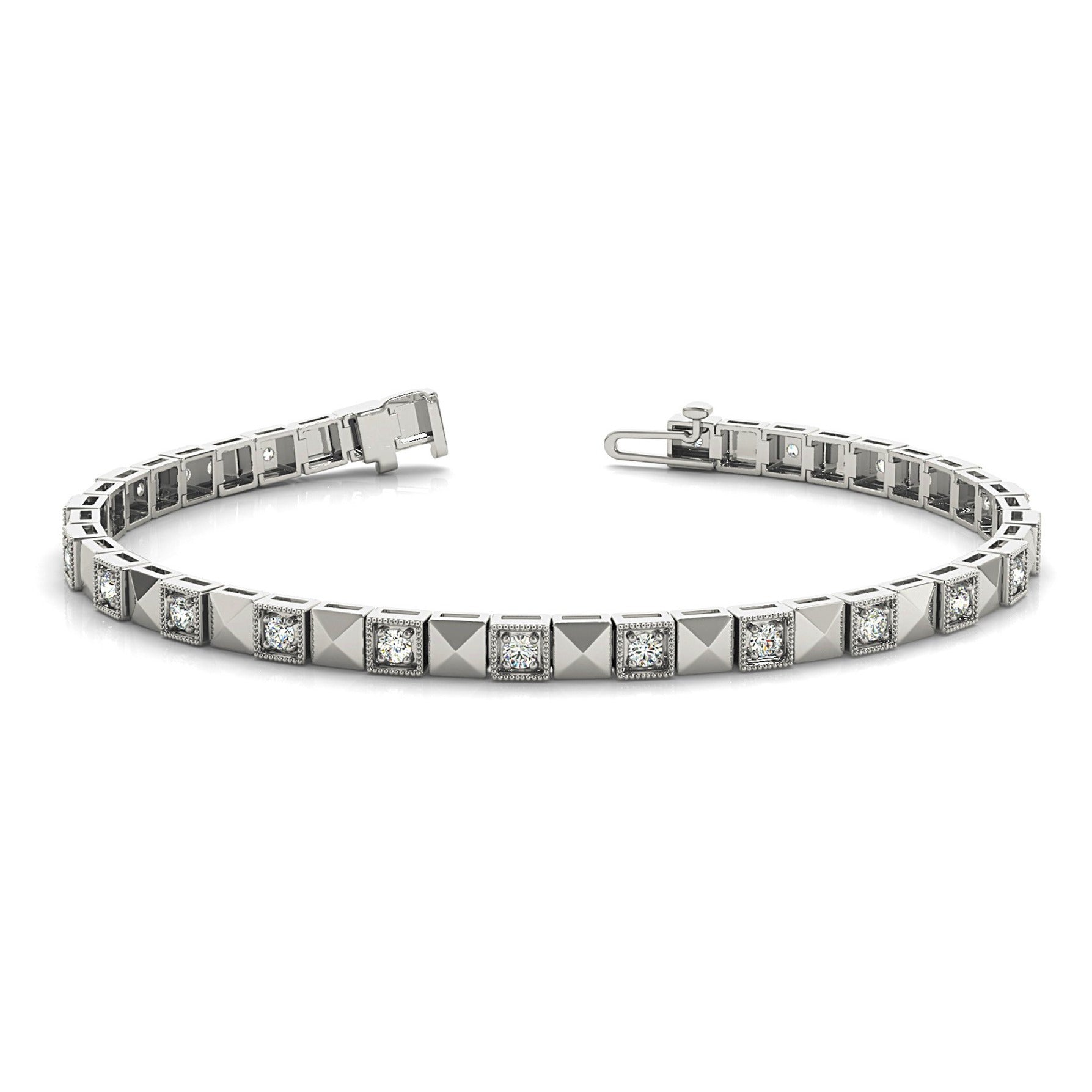 0.50 ct. Diamond Vintage Inspired Tennis Bracelet Milgrain Prong Set - Platinum 950
