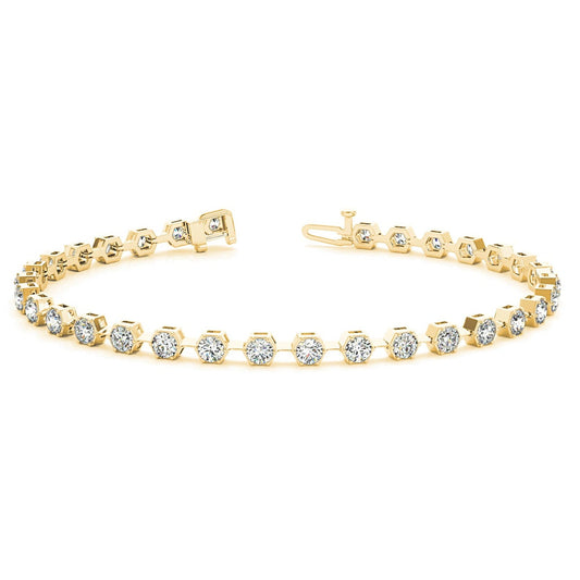 1.60 ctw Round Diamond Tennis Bracelet Pave Set - 18K Yellow Gold