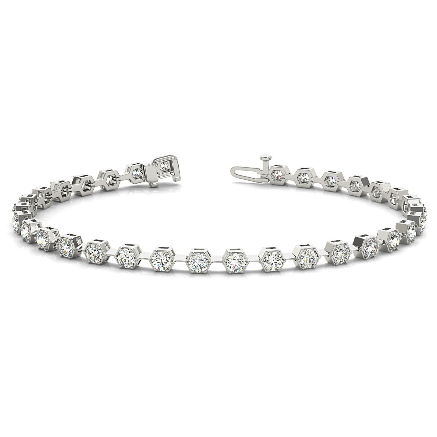 1.60 ctw Round Diamond Tennis Bracelet Pave Set - Platinum 950