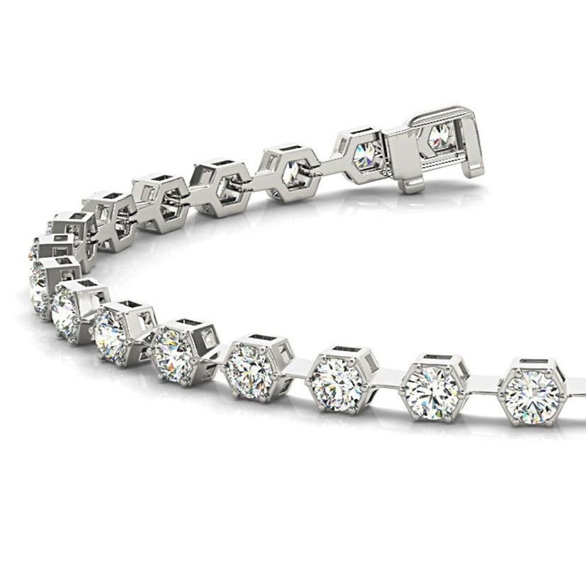 1.60 ctw Round Diamond Tennis Bracelet Pave Set - 14K Yellow Gold