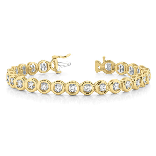 1.50 ctw Round Diamond Tennis Bracelet Four Prong Set - 18K Yellow Gold