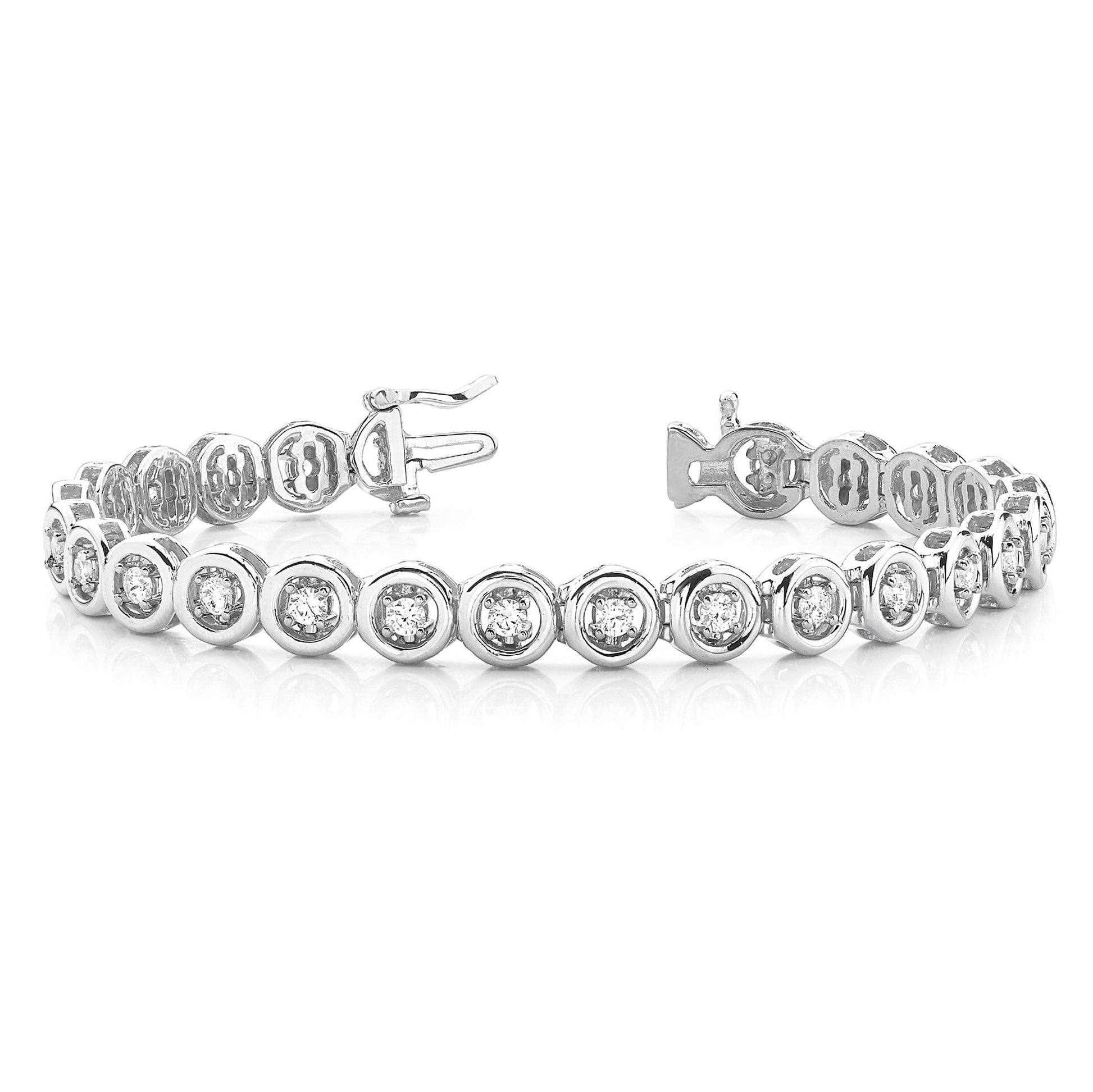 1.50 ctw Round Diamond Tennis Bracelet Four Prong Set - Platinum 950