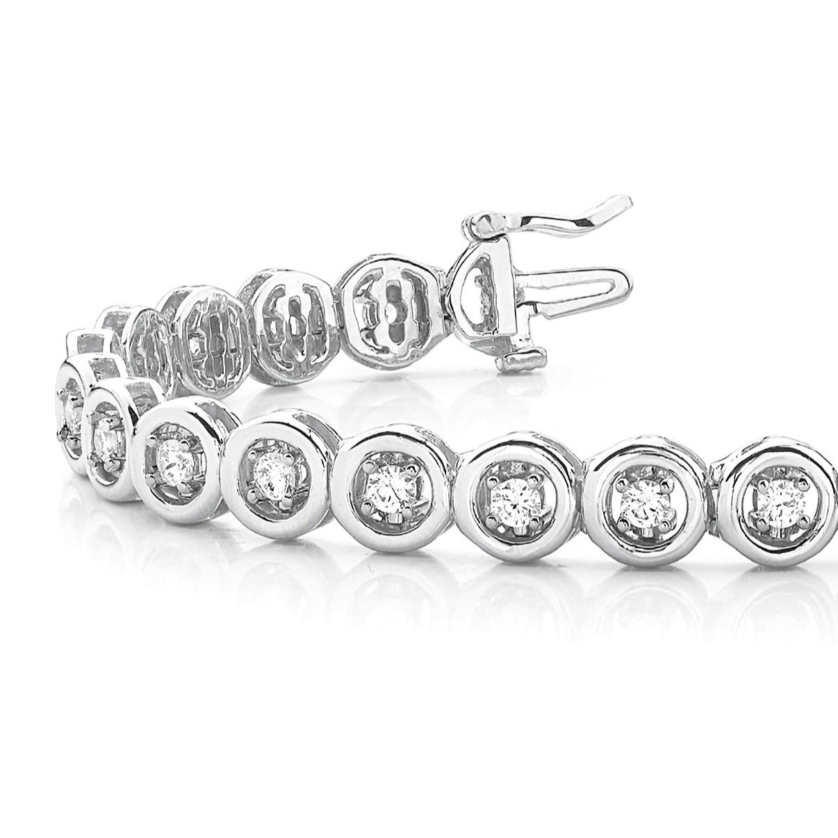 1.50 ctw Round Diamond Tennis Bracelet Four Prong Set - 14K Yellow Gold