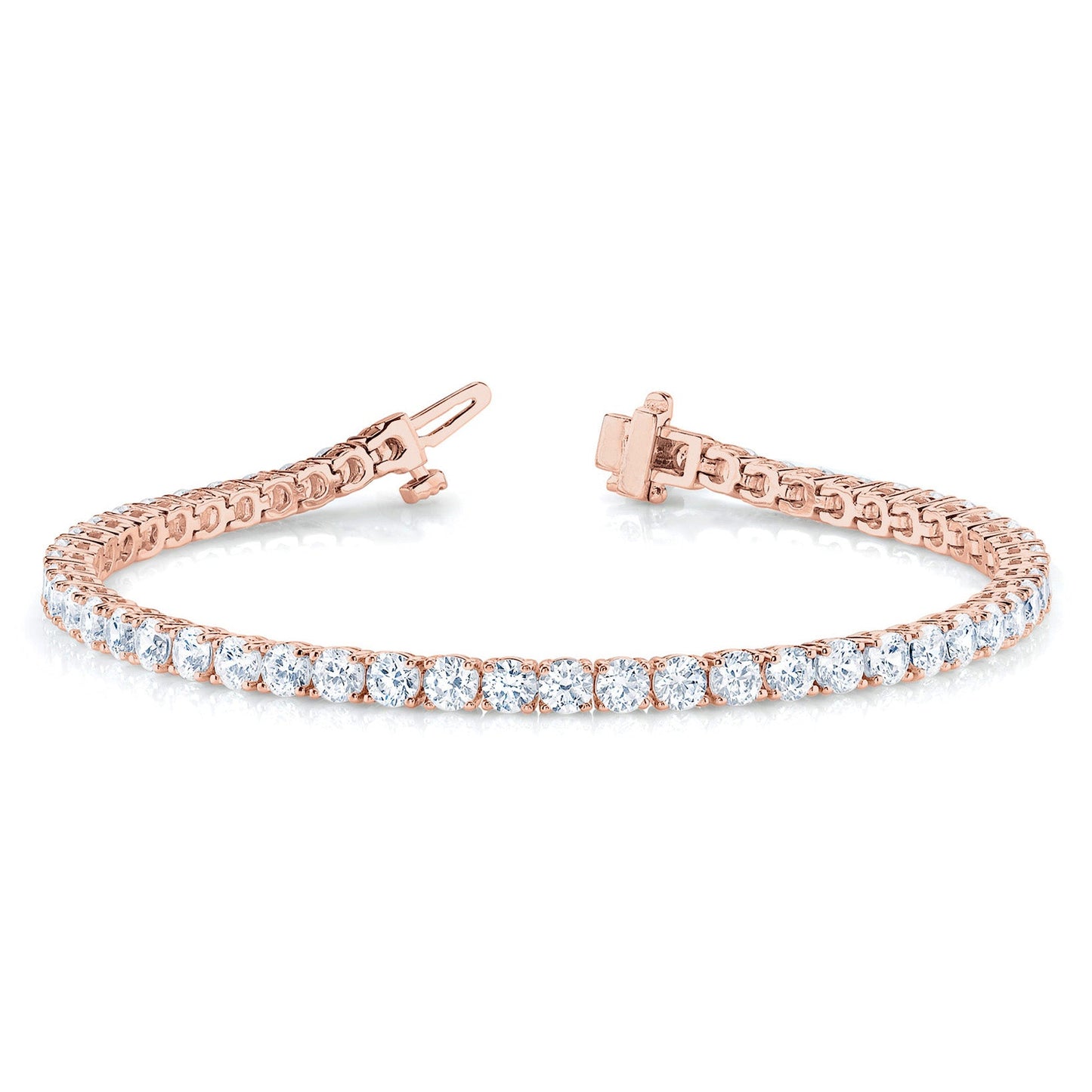 Four Prong Classic Diamond Tennis Bracelet - 14K Rose Gold - 10 Carat Total Weight