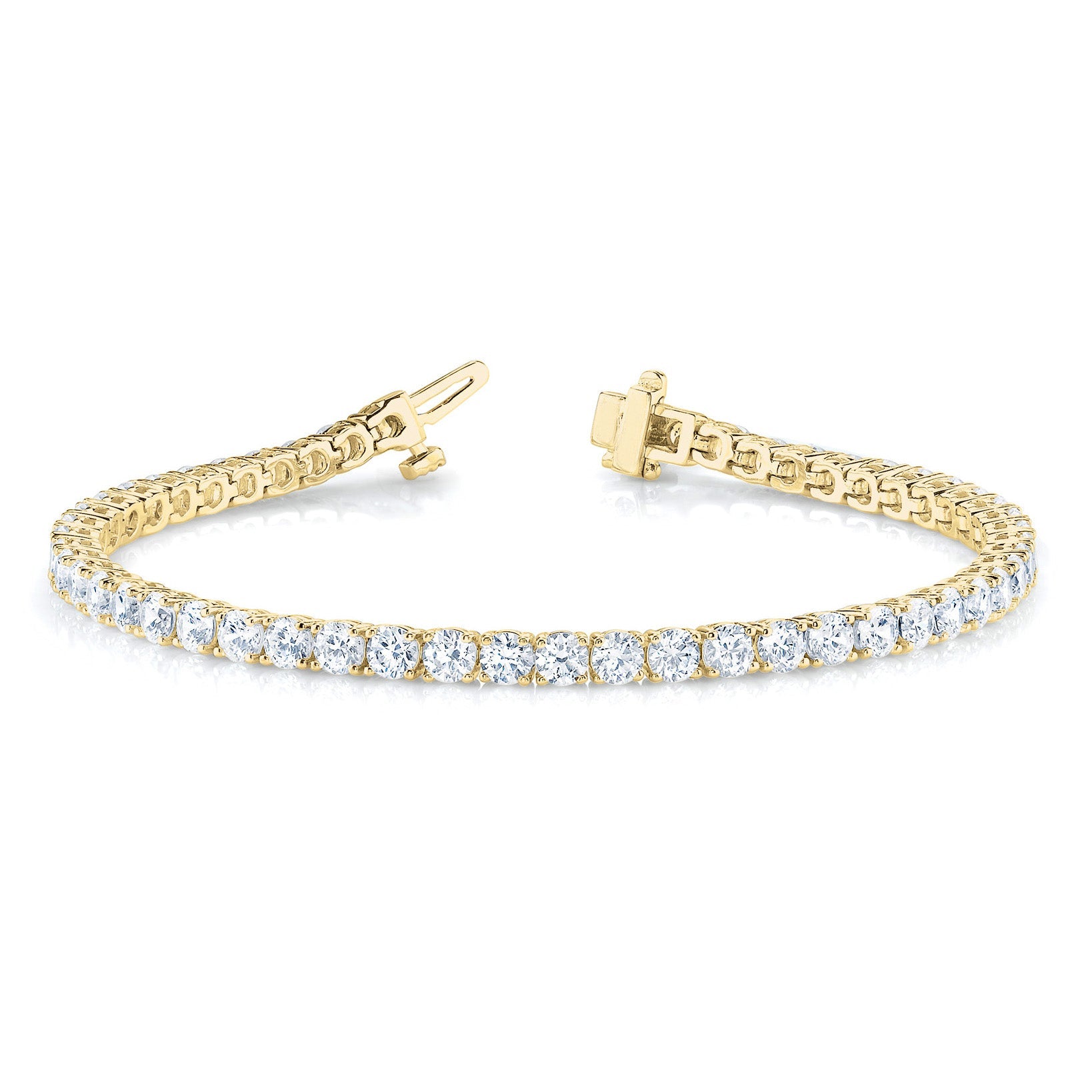 Four Prong Classic Diamond Tennis Bracelet - 14K Yellow Gold - 10 Carat Total Weight
