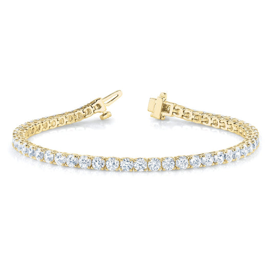 Four Prong Classic Diamond Tennis Bracelet - 14K Yellow Gold - 10 Carat Total Weight