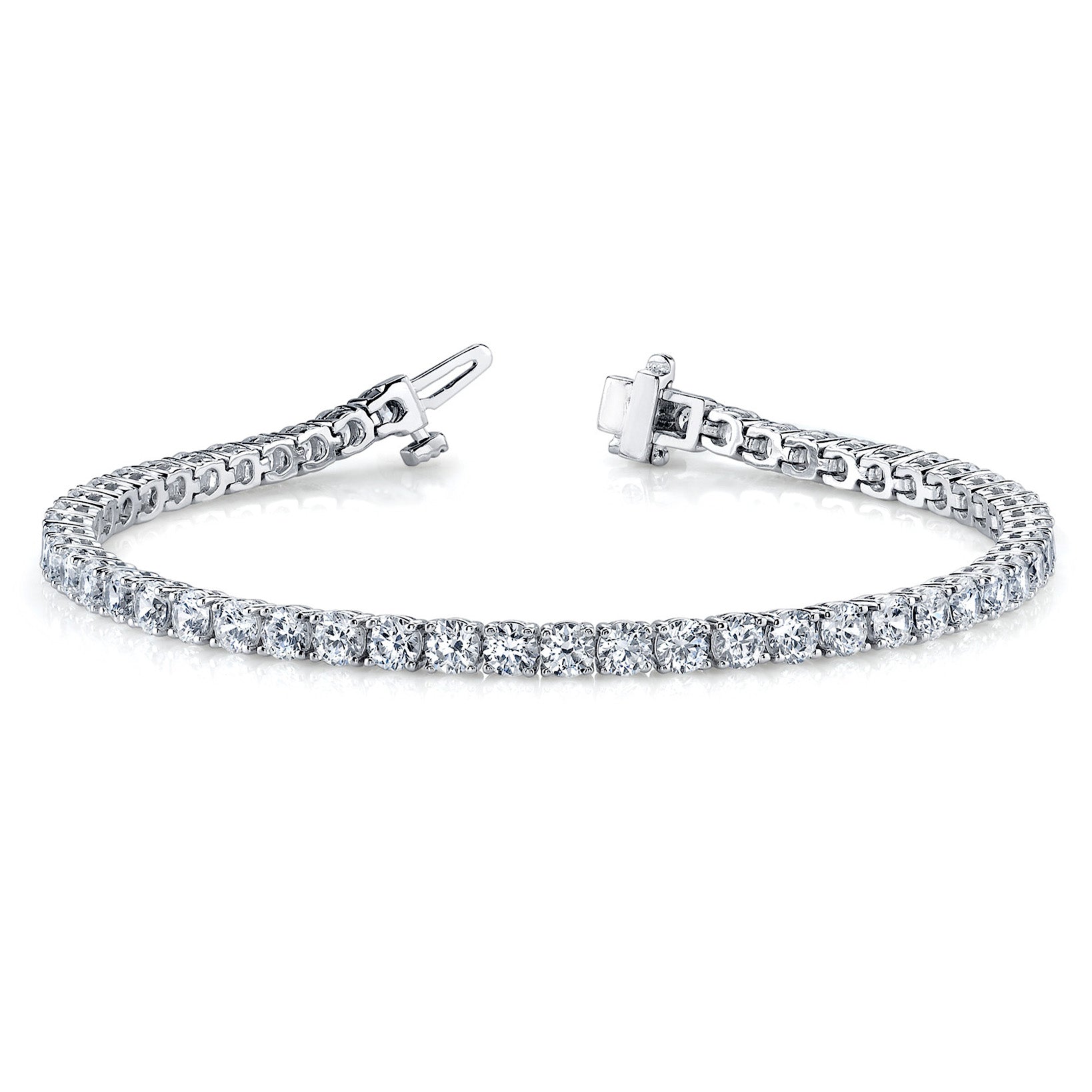 Four Prong Classic Diamond Tennis Bracelet - 14K White Gold - 10 Carat Total Weight