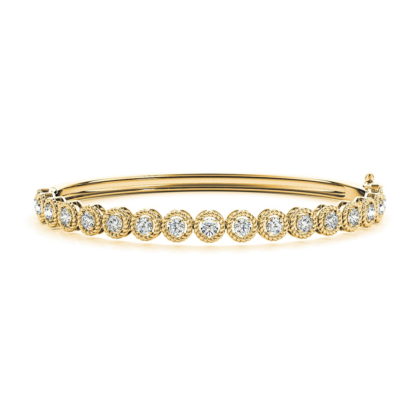 Filigree Halo 1.75 ctw Diamond Bangle Bracelet - 18K Yellow Gold