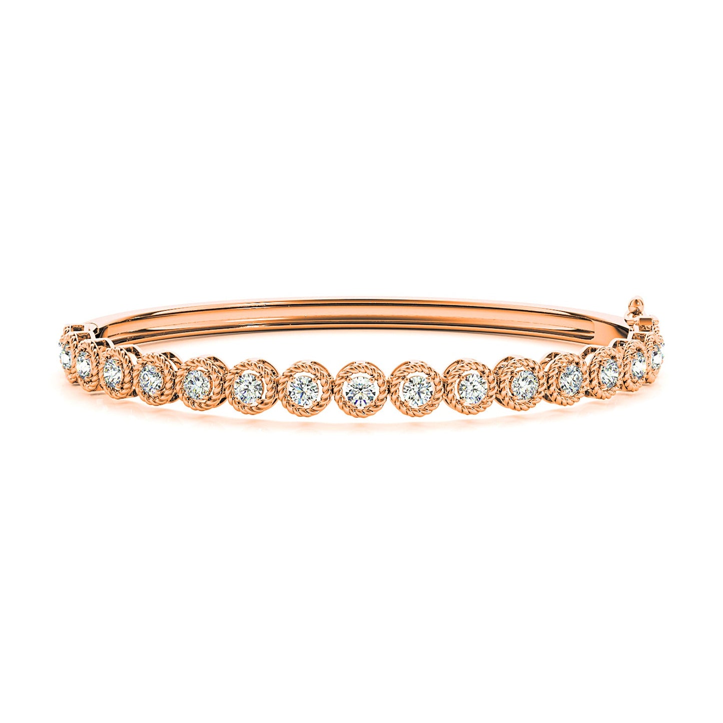 Filigree Halo 1.75 ctw Diamond Bangle Bracelet - 18K Rose Gold