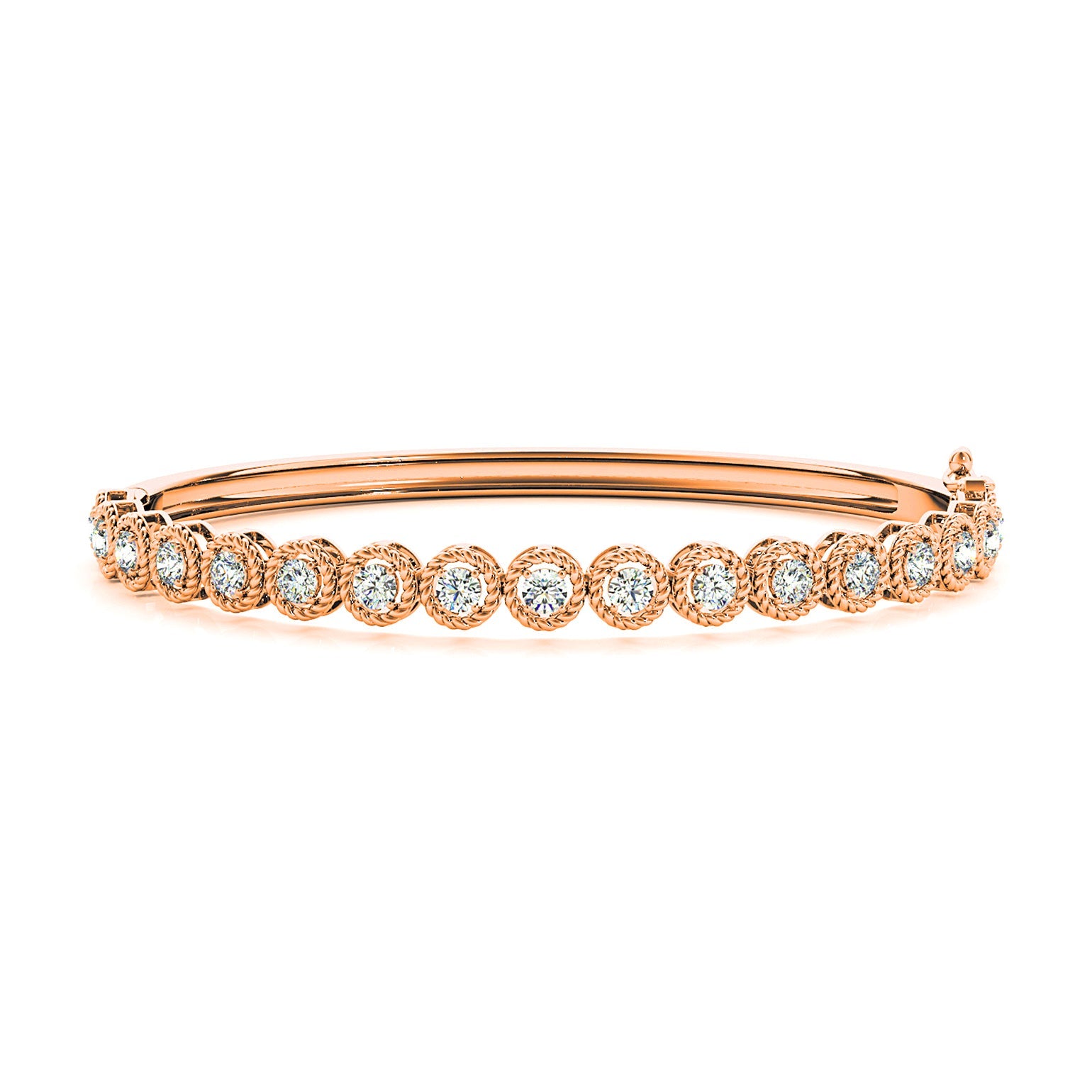 Filigree Halo 1.75 ctw Diamond Bangle Bracelet - 18K Rose Gold