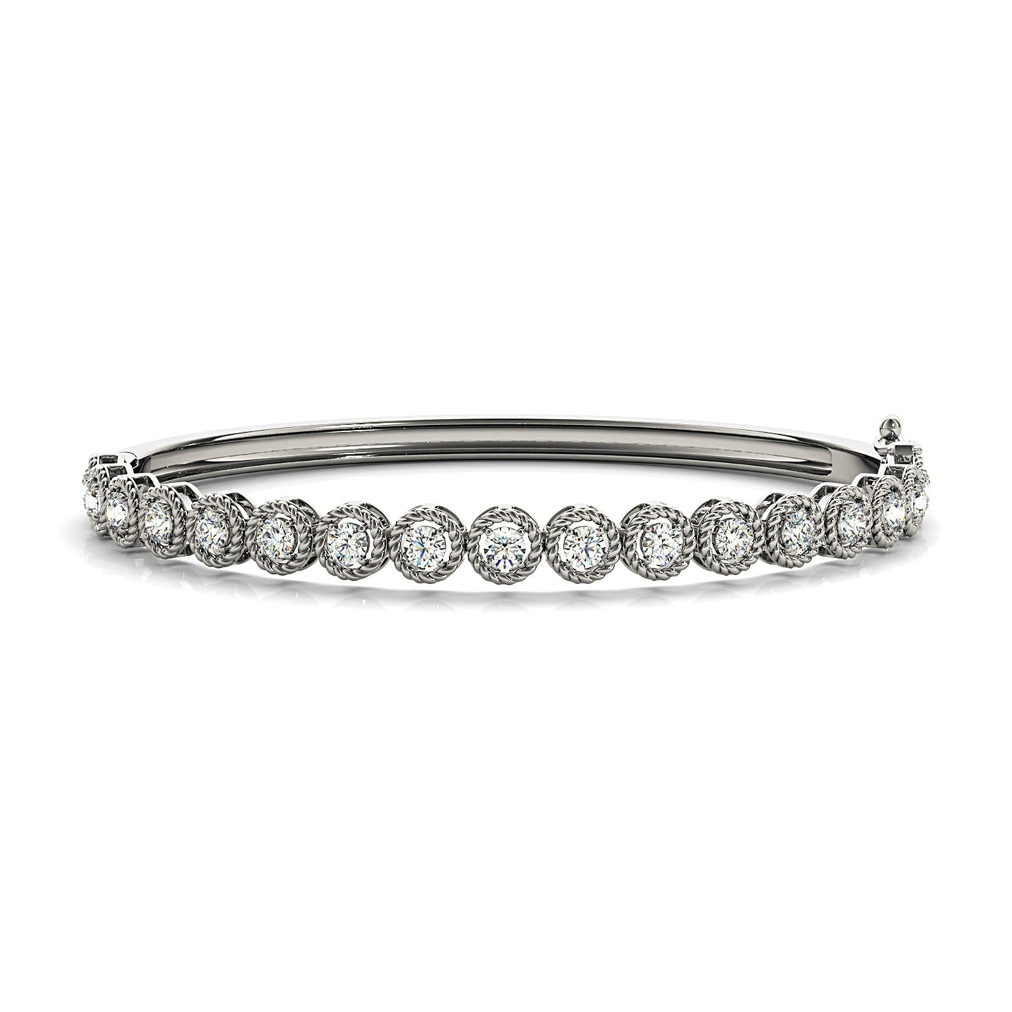 Filigree Halo 1.75 ctw Diamond Bangle Bracelet - Platinum 950