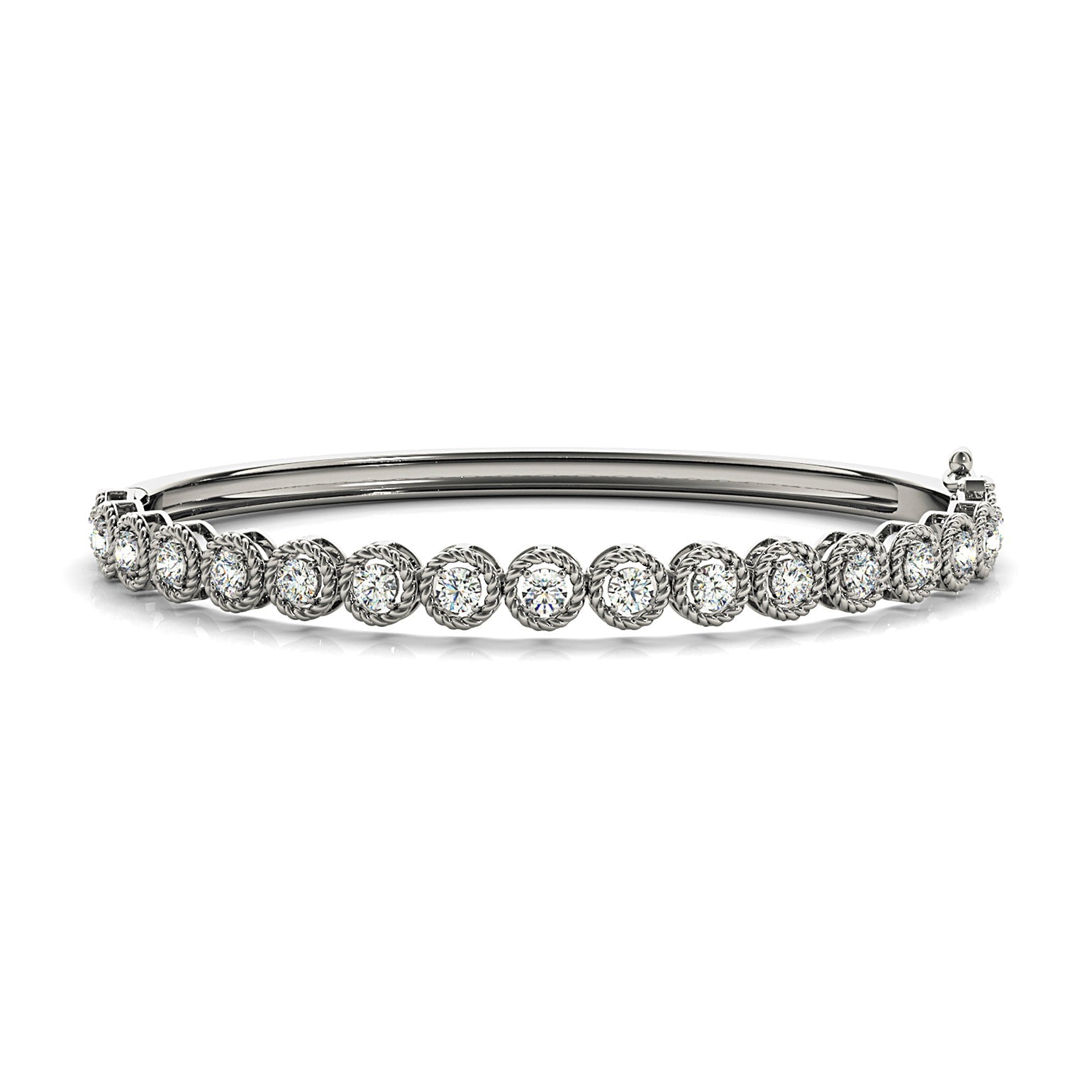 Filigree Halo 1.75 ctw Diamond Bangle Bracelet - Platinum 950