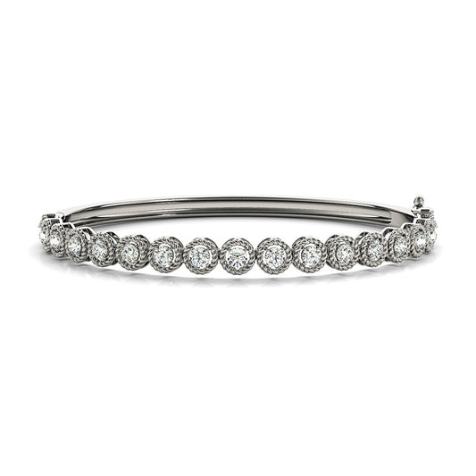 Filigree Halo 1.75 ctw Diamond Bangle Bracelet - Platinum 950