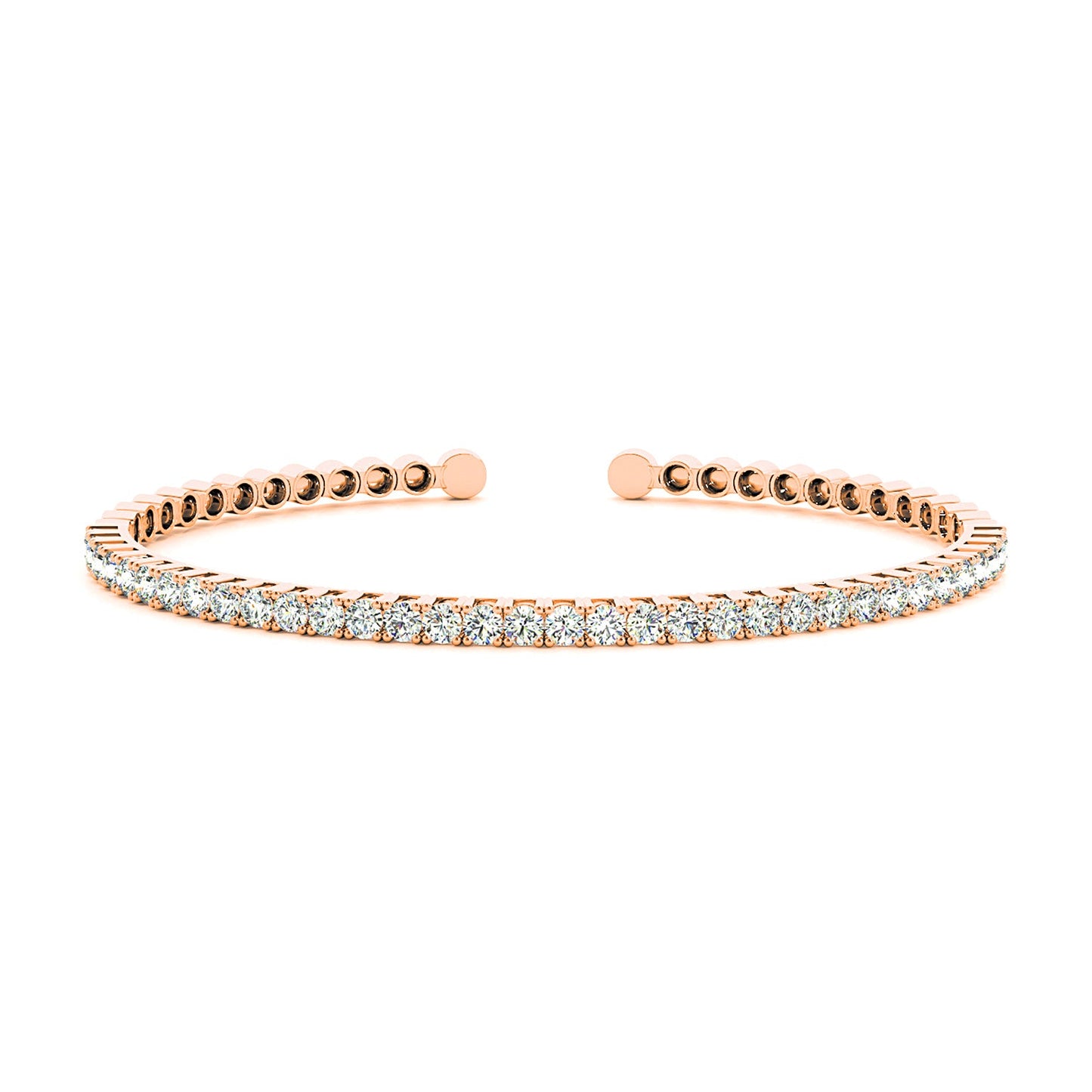 2.0 ctw Round Diamond Bangle Bracelet - 18K Rose Gold