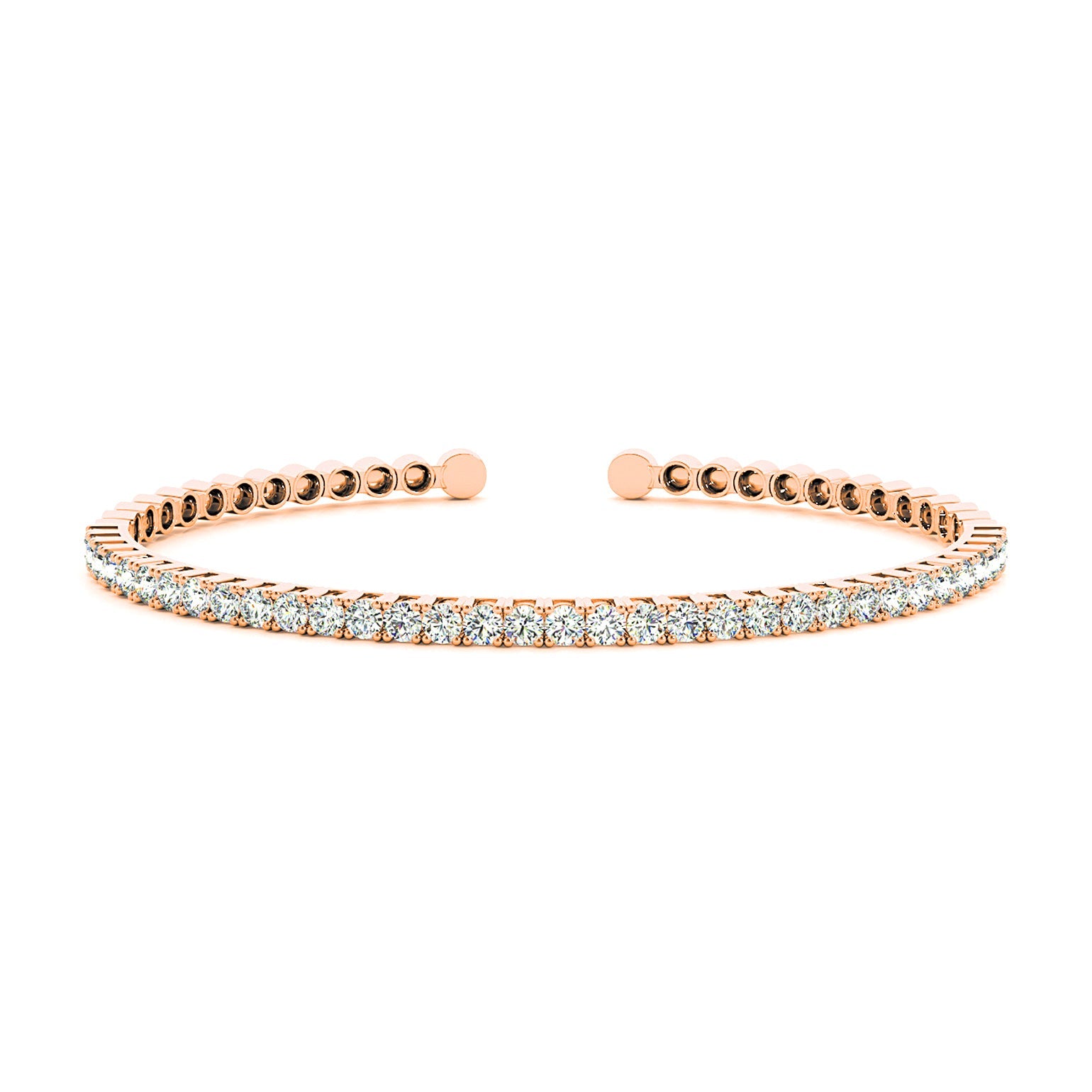 2.0 ctw Round Diamond Bangle Bracelet - 18K Rose Gold