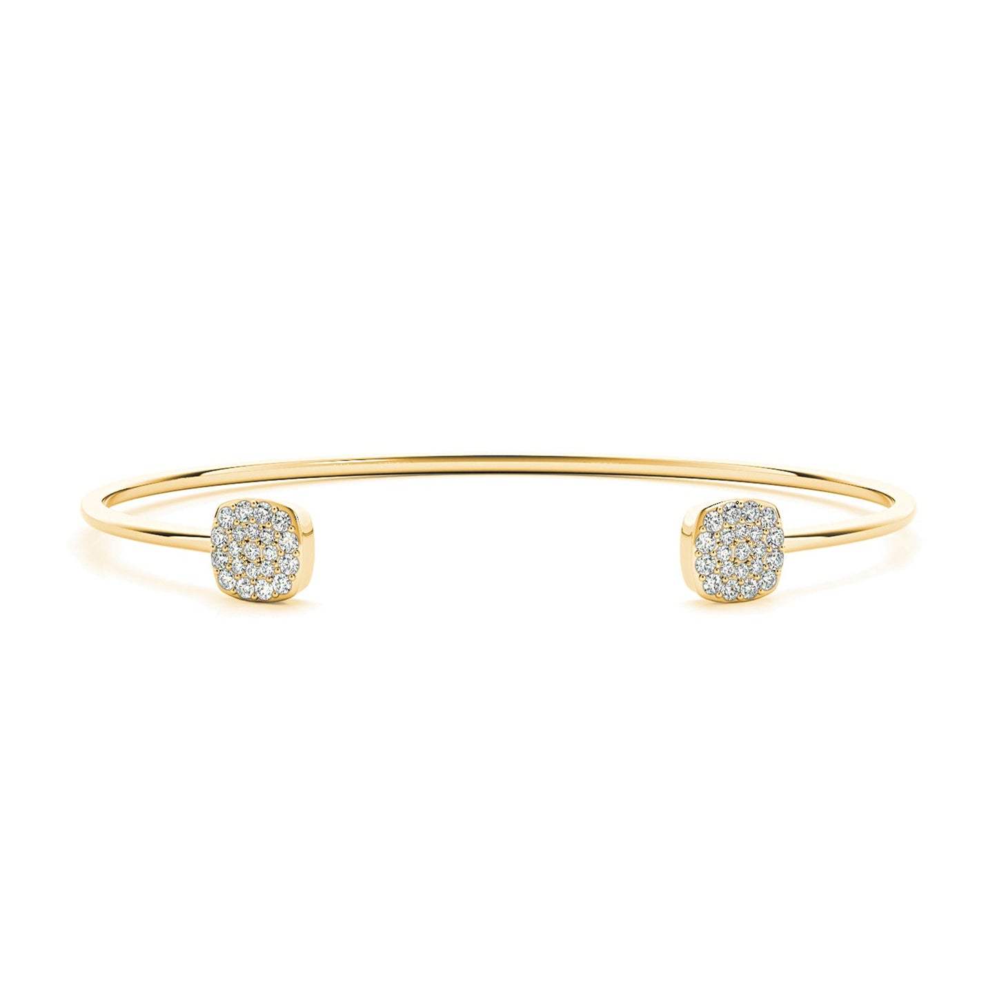 Cushion Cluster 0.35 ctw Round Diamond Cuff Bangle Bracelet - 18K Yellow Gold