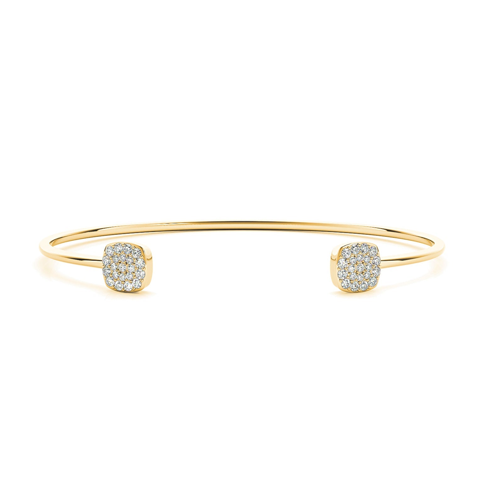 Cushion Cluster 0.35 ctw Round Diamond Cuff Bangle Bracelet - 18K Yellow Gold