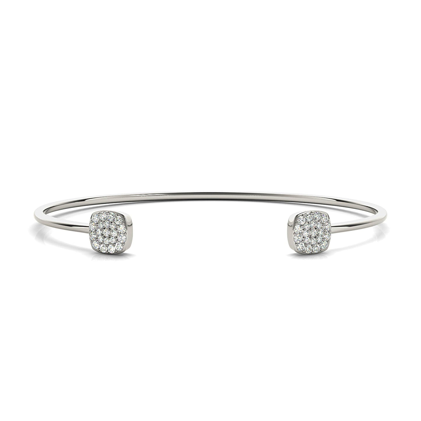 Cushion Cluster 0.35 ctw Round Diamond Cuff Bangle Bracelet - Platinum 950