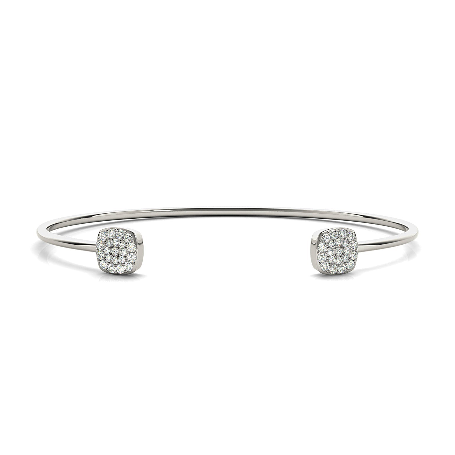 Cushion Cluster 0.35 ctw Round Diamond Cuff Bangle Bracelet - Platinum 950