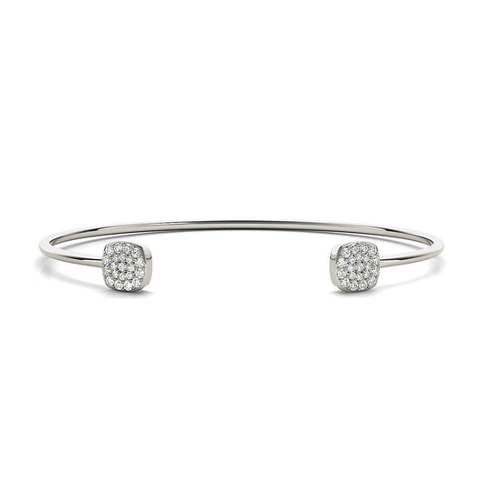 Cushion Cluster 0.35 ctw Round Diamond Cuff Bangle Bracelet - Platinum 950
