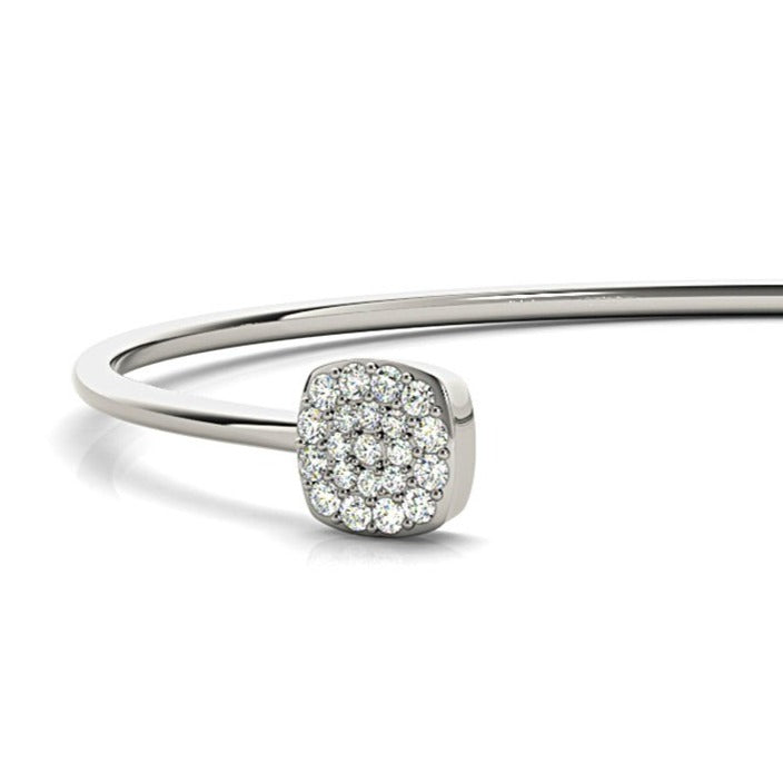 Cushion Cluster 0.35 ctw Round Diamond Cuff Bangle Bracelet - 14K Yellow Gold