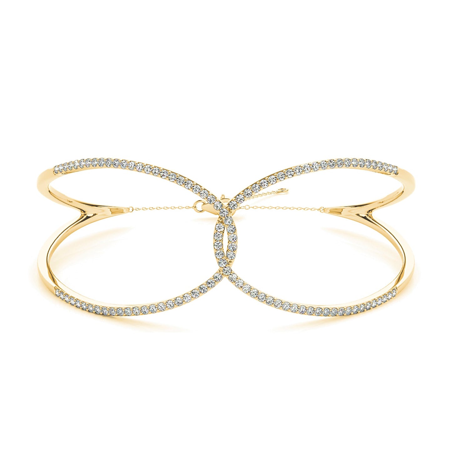 Love Knot 0.65 ctw Diamond Bangle Bracelet Pave Set - 18K Yellow Gold