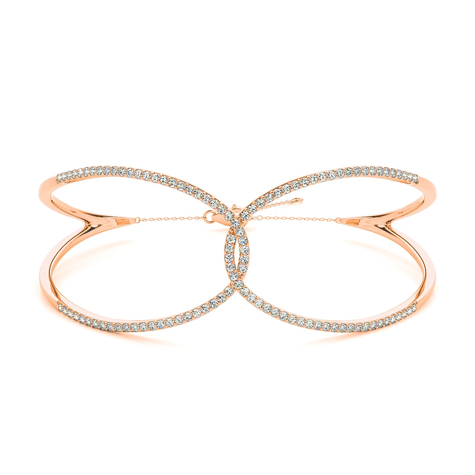 Love Knot 0.65 ctw Diamond Bangle Bracelet Pave Set - 18K Rose Gold