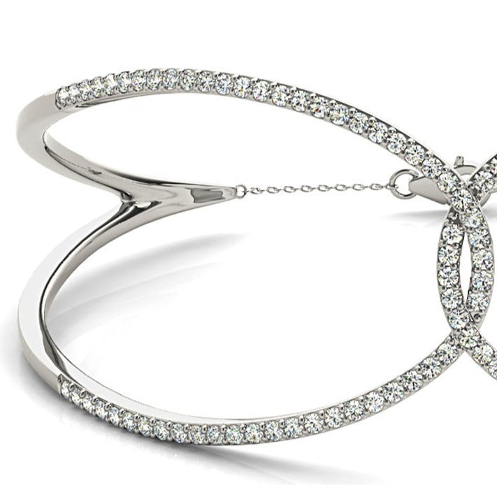 Love Knot 0.65 ctw Diamond Bangle Bracelet Pave Set - 14K Yellow Gold