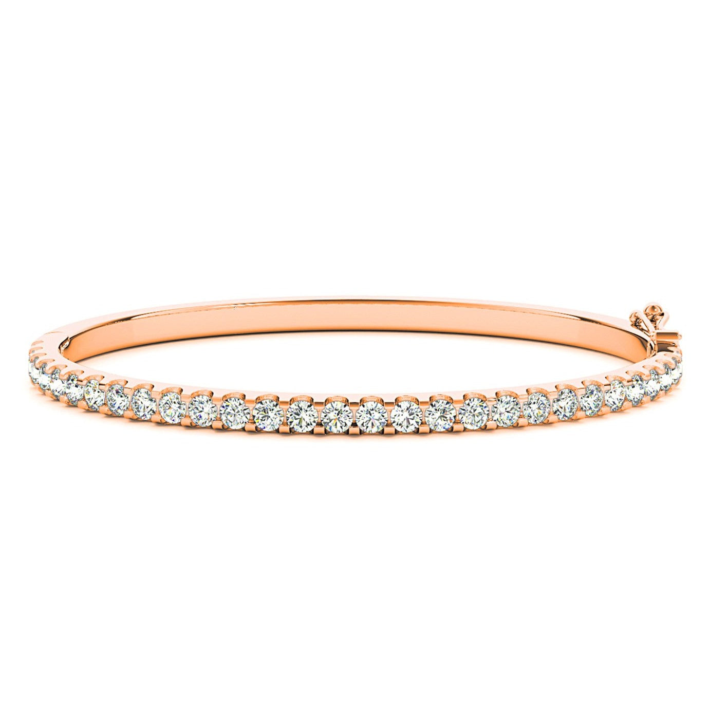 Half Way 2.75 ctw Diamond Bangle Bracelet U Prong Set - 18K Rose Gold