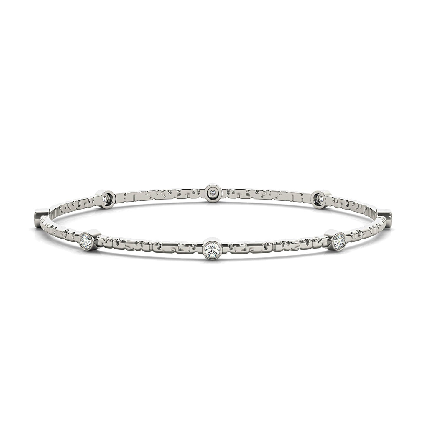 0.80 ctw Round Diamond Bangle Bracelet Bezel Set - Platinum 950