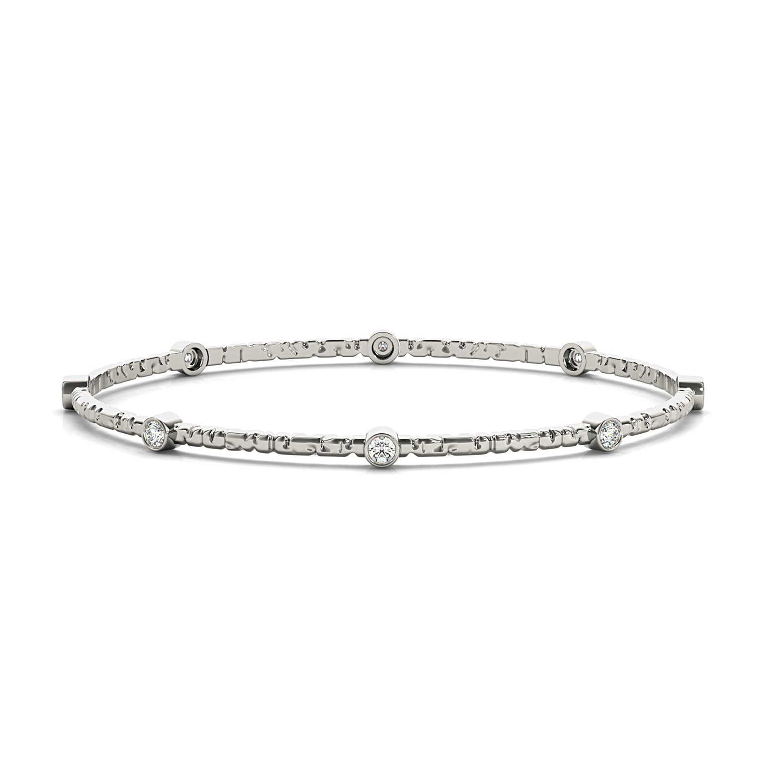 0.80 ctw Round Diamond Bangle Bracelet Bezel Set - Platinum 950
