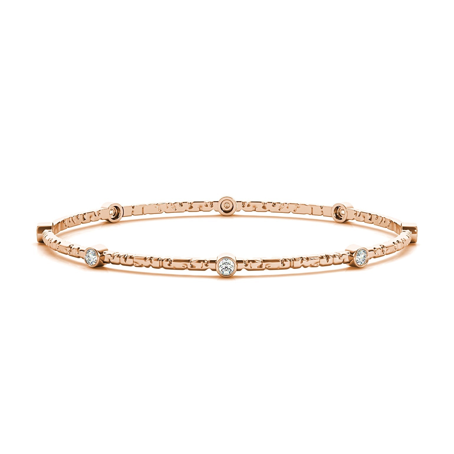 0.80 ctw Round Diamond Bangle Bracelet Bezel Set - 18K Rose Gold