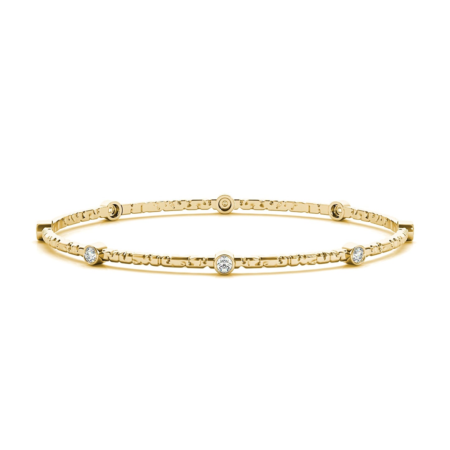 0.80 ctw Round Diamond Bangle Bracelet Bezel Set - 18K Yellow Gold