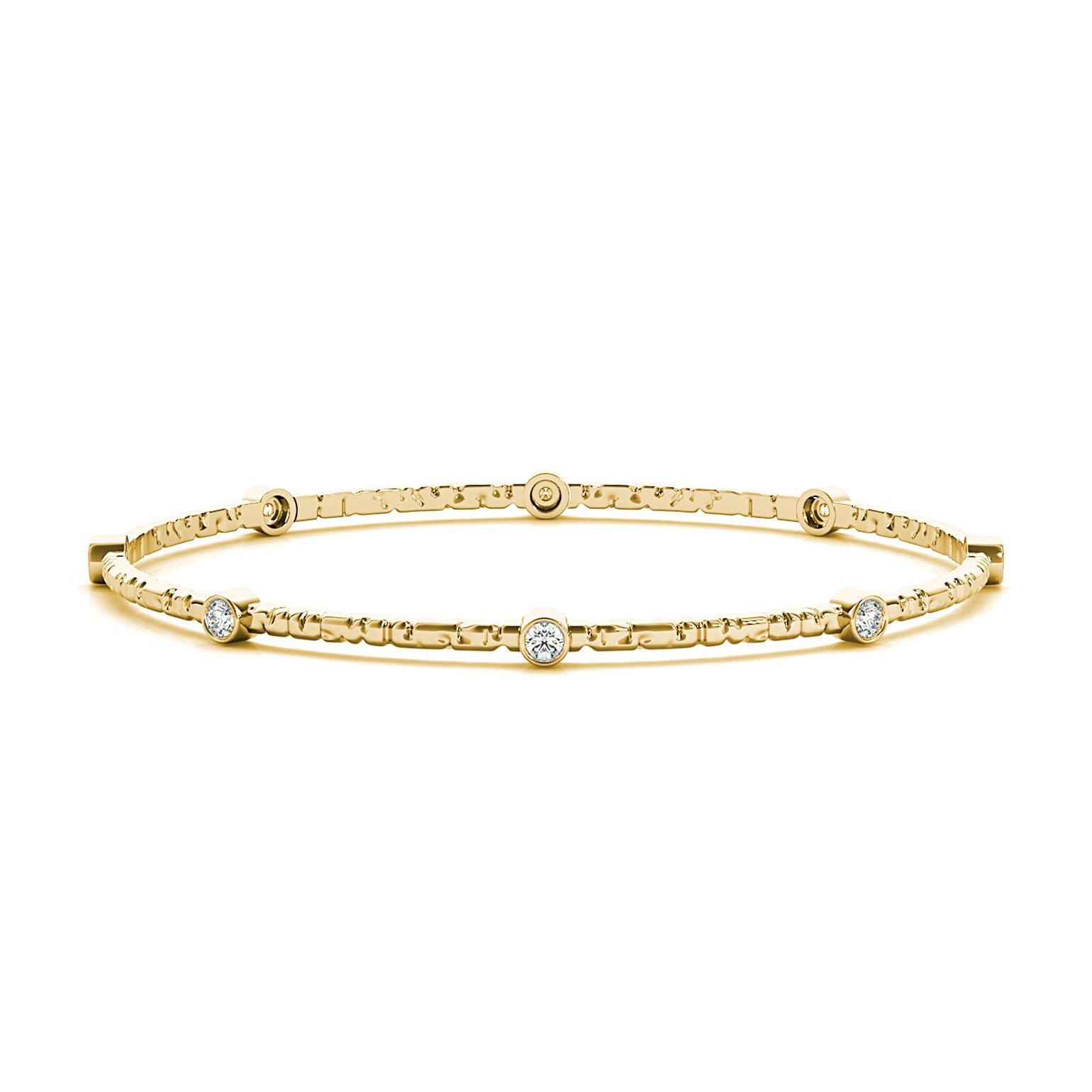 0.80 ctw Round Diamond Bangle Bracelet Bezel Set - 18K Yellow Gold
