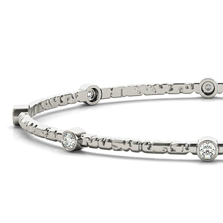 0.80 ctw Round Diamond Bangle Bracelet Bezel Set - 14K Yellow Gold