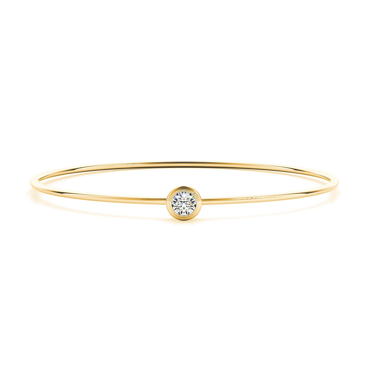 0.35 ct Single Diamond Bangle Bracelet Bezel Set - 18K Yellow Gold
