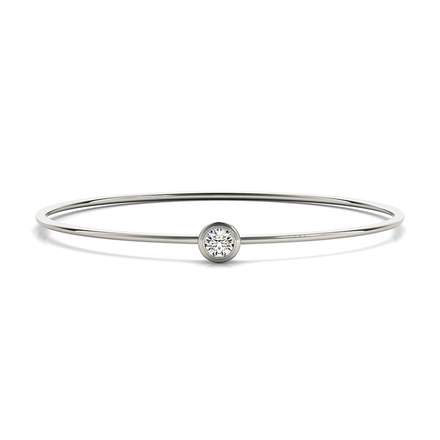 0.35 ct Single Diamond Bangle Bracelet Bezel Set - Platinum 950