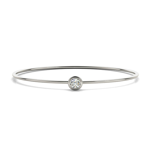0.35 ct Single Diamond Bangle Bracelet Bezel Set - Platinum 950