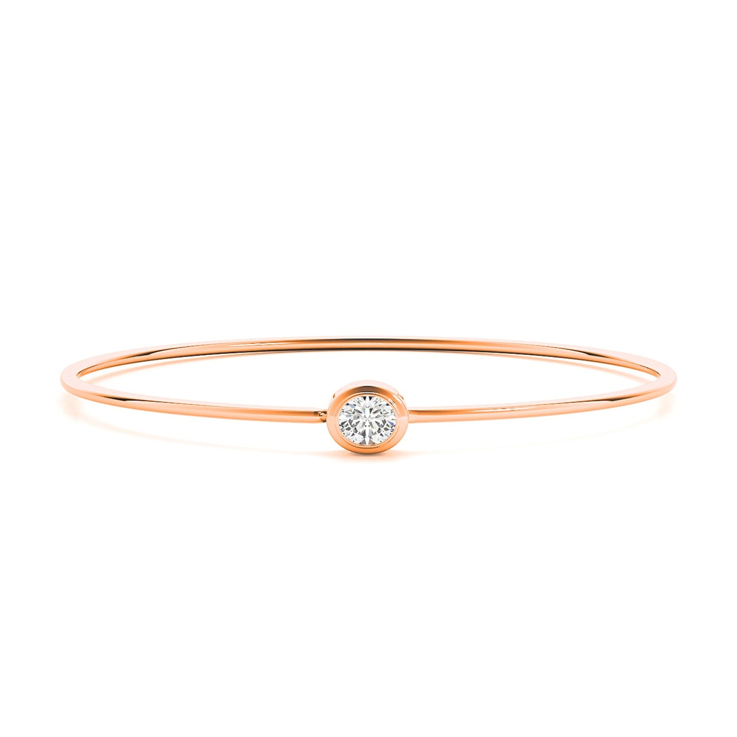 0.50 ct Center Oval Diamond Bangle Bracelet Bezel Set - 18K Rose Gold