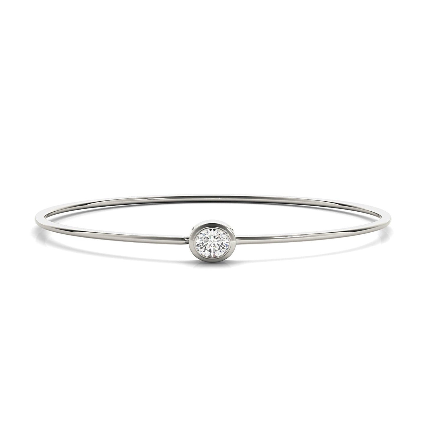 0.50 ct Center Oval Diamond Bangle Bracelet Bezel Set - Platinum 950