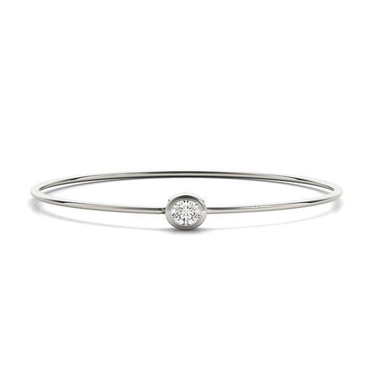 0.50 ct Center Oval Diamond Bangle Bracelet Bezel Set - Platinum 950