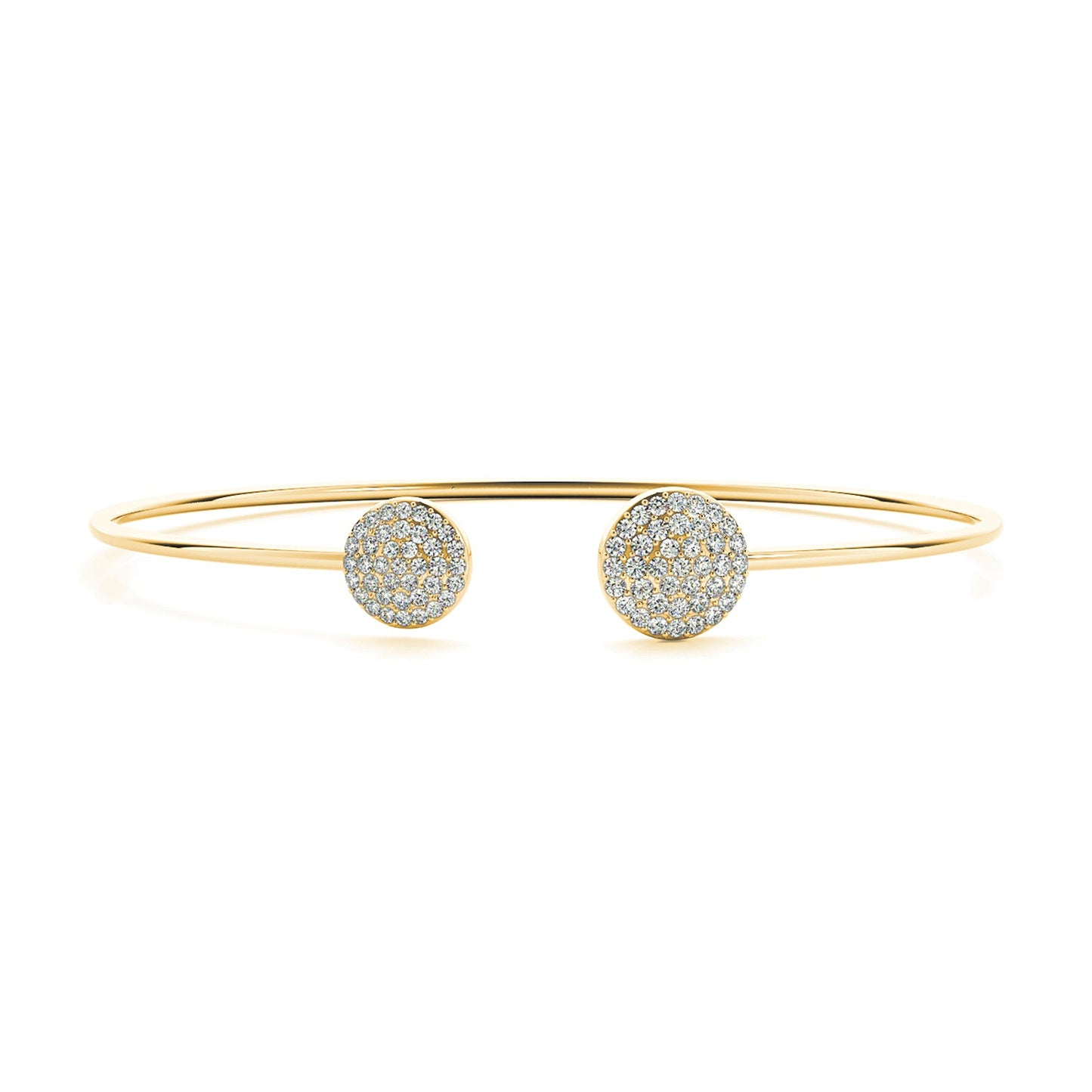 Cluster 0.50 ctw Round Diamond Cuff Bangle Bracelet - 18K Yellow Gold